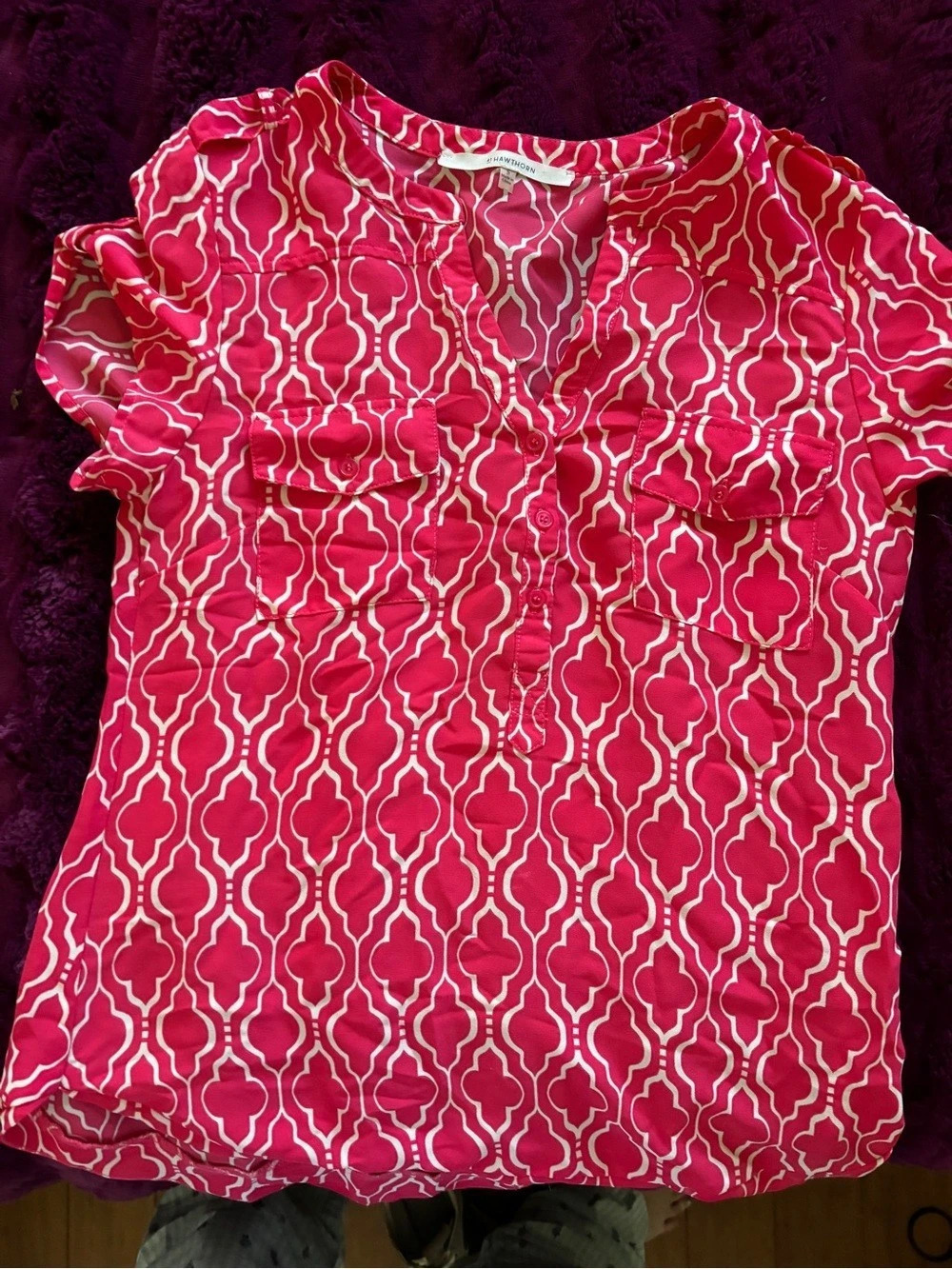 Hawthorn Geometric Button Down Pink & White Size Medium